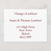 Black New Perch Änderung der Adresse Ankündigungspostkarte (Rückseite)