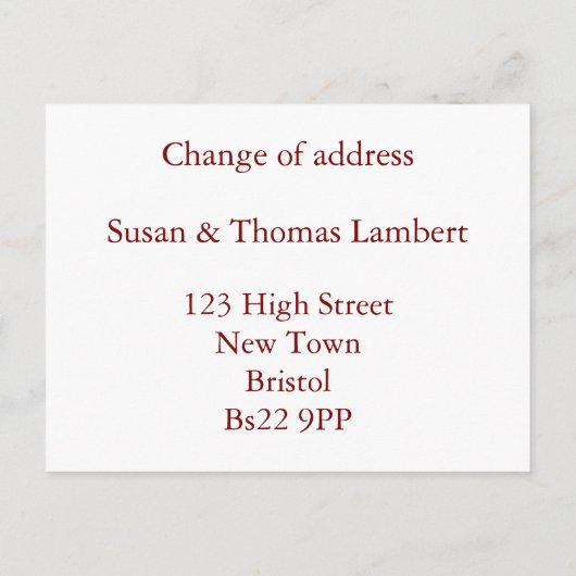 Black New Perch Änderung der Adresse Ankündigungspostkarte (Rückseite)