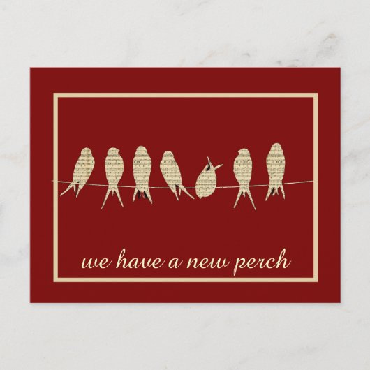 Black New Perch Änderung der Adresse Ankündigungspostkarte (Vorderseite)