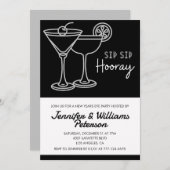 Black New Year's eve Einladung Cocktail (Vorne/Hinten)