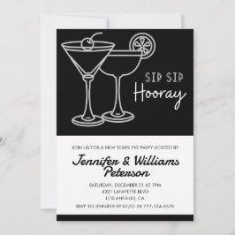 Black New Year's eve Einladung Cocktail