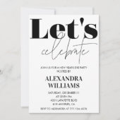 Black New Year's eve Einladung Lasst uns feiern (Vorderseite)