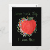 Black New York City I LIEBE YOU Big Apple Postkarte (Vorne/Hinten)