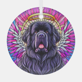 Black Newfie Angel Round Ornament
