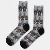 Black Newfoundland Christmas Red Truck Holiday Socken (Linkes Detail)