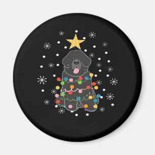 Black Newfundland Dog Christmas Tree Class Magnet