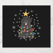 Black Newfundland Dog Christmas Tree Class Schaumweinetikett (Einzelnes Label)
