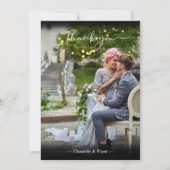 Black Newlyweds Foto Simple Calligraphy Script Dankeskarte (Vorderseite)