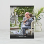 Black Newlyweds Foto Simple Calligraphy Script Dankeskarte (Stehend Vorderseite)