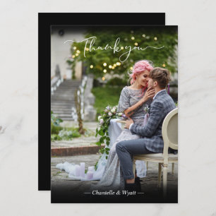 Black Newlyweds Foto Simple Calligraphy Script Dankeskarte