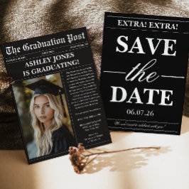 Black Newspaper Photo Graduation  Einladung