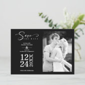 Black Nice Modern Romantic Wedding Photo (Stehend Vorderseite)