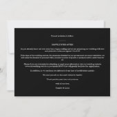 Black Nice Modern Romantic Wedding Photo (Rückseite)