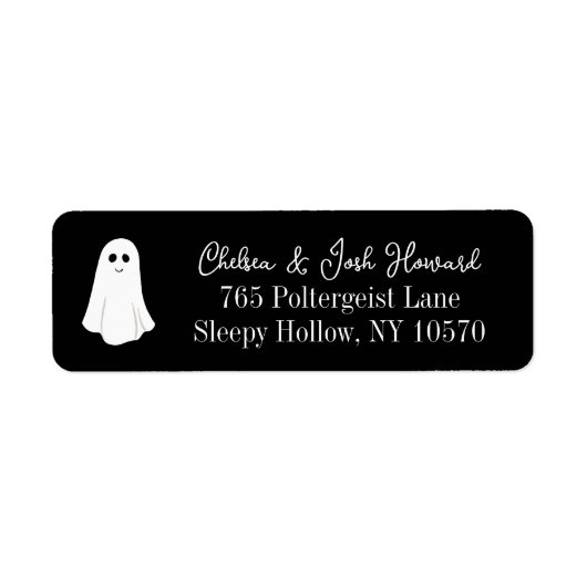 Black Niedlich Friendly Ghost Halloween Rücksendea (Vorne)