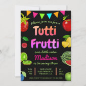 Black Niedlich Fruits Tutti Frutti Kindergeburtsta Einladung (Vorderseite)