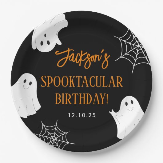 Black Niedlich Ghost Spooky Halloween Geburtstag Pappteller (Vorderseite)