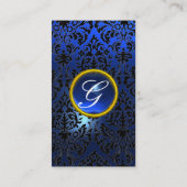 BLACK NIGHT BLUE DAMASK GEMSTONE MONOGRAMM VISITENKARTE (Rückseite)