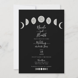Black Night Sky Moon Phases Abend Wedding Einladung