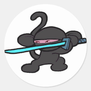 Black Ninja auf Wache Runder Aufkleber