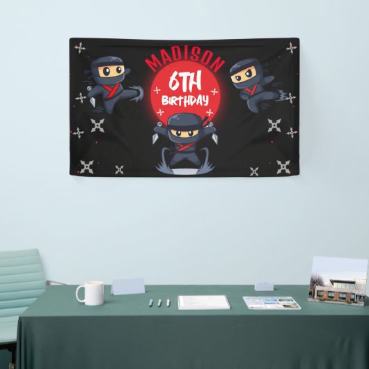 Black Ninja Birthday Party Banner (Messeveranstaltung)