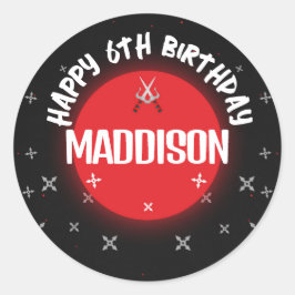 Black Ninja Birthday Party Classic Round Stickers
