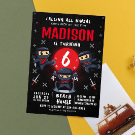 Black Ninja Birthday Party Einladung