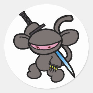 Black Ninja Claw-No Words Runder Aufkleber