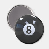 Black No. 8 Billiard Pool Ball Magnet (Vorderseite/Rückseite)