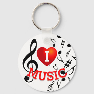 (BLACK NOTES) I Liebe (Herz) Musik Schlüsselanhänger