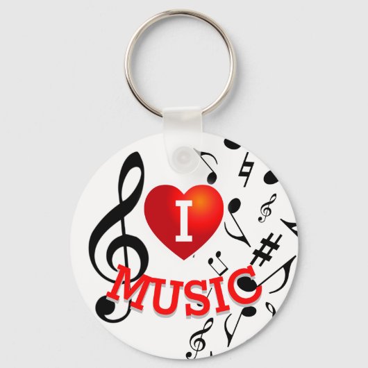 (BLACK NOTES) I Liebe (Herz) Musik Schlüsselanhänger (Vorderseite)