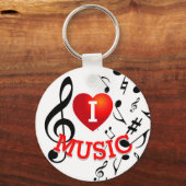 (BLACK NOTES) I Liebe (Herz) Musik Schlüsselanhänger (Vorderseite)