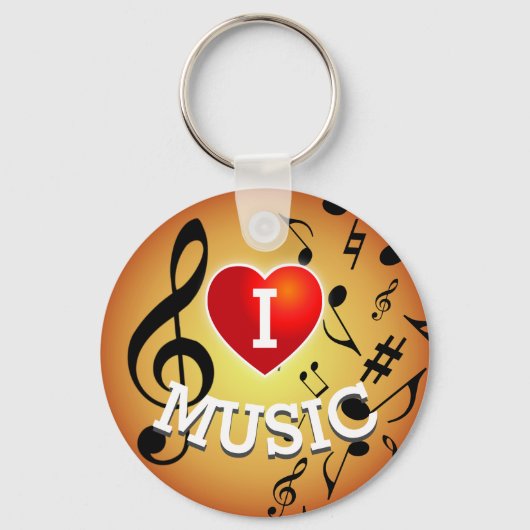 (BLACK NOTES on Gold) I Liebe (Heart Music) Schlüsselanhänger (Vorderseite)