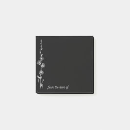 Black Notes with Bunches of White Vintage Flowers Post-it Klebezettel