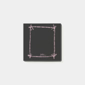 Black Notes with Pink Ribbon Frame Post-it Klebezettel (Vorderseite)