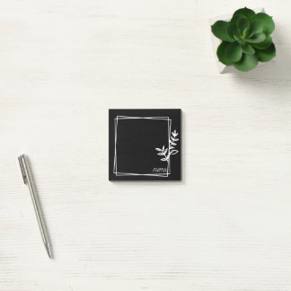 Black Notes with White Double Frame with Flowers Post-it Klebezettel