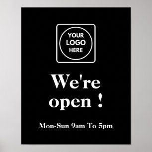 Black Now Open Poster Kundenspezifische Geschäft