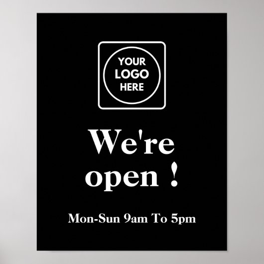 Black Now Open Poster | Kundenspezifische Geschäft (Vorne)
