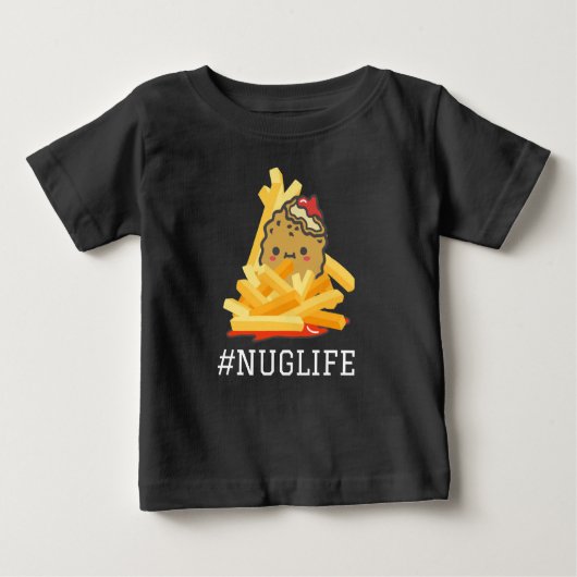 Black #Nuglife Chicken Nugget and Fries Baby T-shirt (Vorderseite)