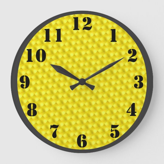 Black Numbers on Yellow Background Große Wanduhr (Vorderseite)