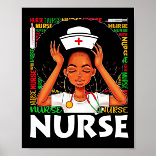 Black Nurse Afro Woman Juneteste Black History Mo Poster