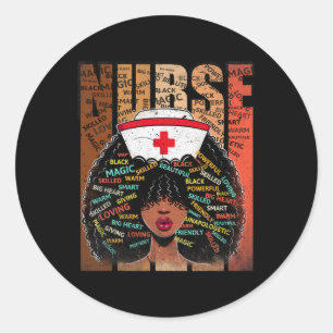 Black Nurse FRAU Afro Melanin Vintage Schwarze Ges Runder Aufkleber