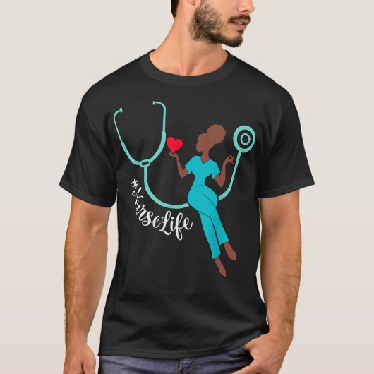 Black Nurse Nurse Life gibt Schwarze Geschichte Mo T-Shirt (Vorderseite)