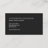 Black Nurse Practitioner Business Card Visitenkarte (Rückseite)