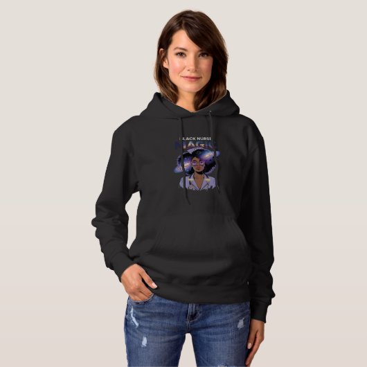 Black Nurse Woman Magic Afro Melanin Queen Black H Hoodie (Vorne ganz)