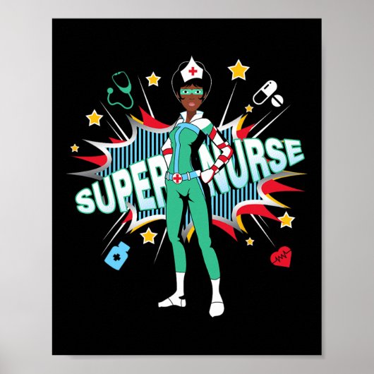 Black Nurses Rock Shirt Super Hero Funny Black Rn Poster (Vorne)