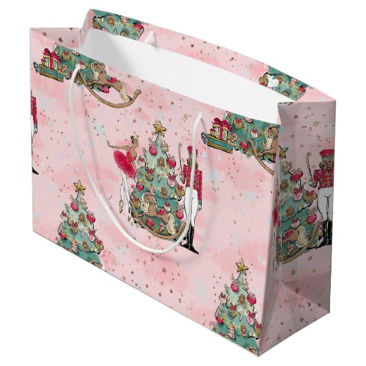 Black Nutcracker Ballet Weihnachtsschale Große Geschenktüte (Rückseite Schrägansicht)