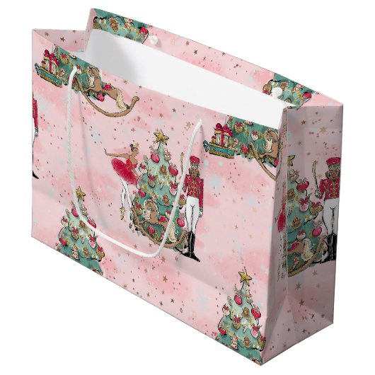 Black Nutcracker Ballet Weihnachtsschale Große Geschenktüte (Vorderseite Schrägansicht)