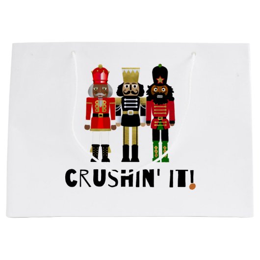 Black Nutcracker "Crushin' It" Geschenktasche Große Geschenktüte (Vorderseite)