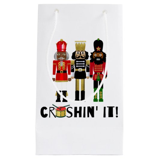 Black Nutcracker "Crushin' It" Geschenktasche mit Kleine Geschenktüte (Vorderseite)