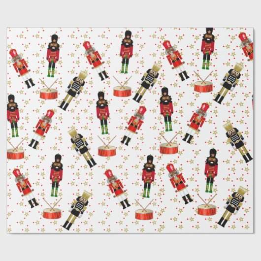 Black Nutcracker Holiday Geschenk Wraps Geschenkpapier (Flach)